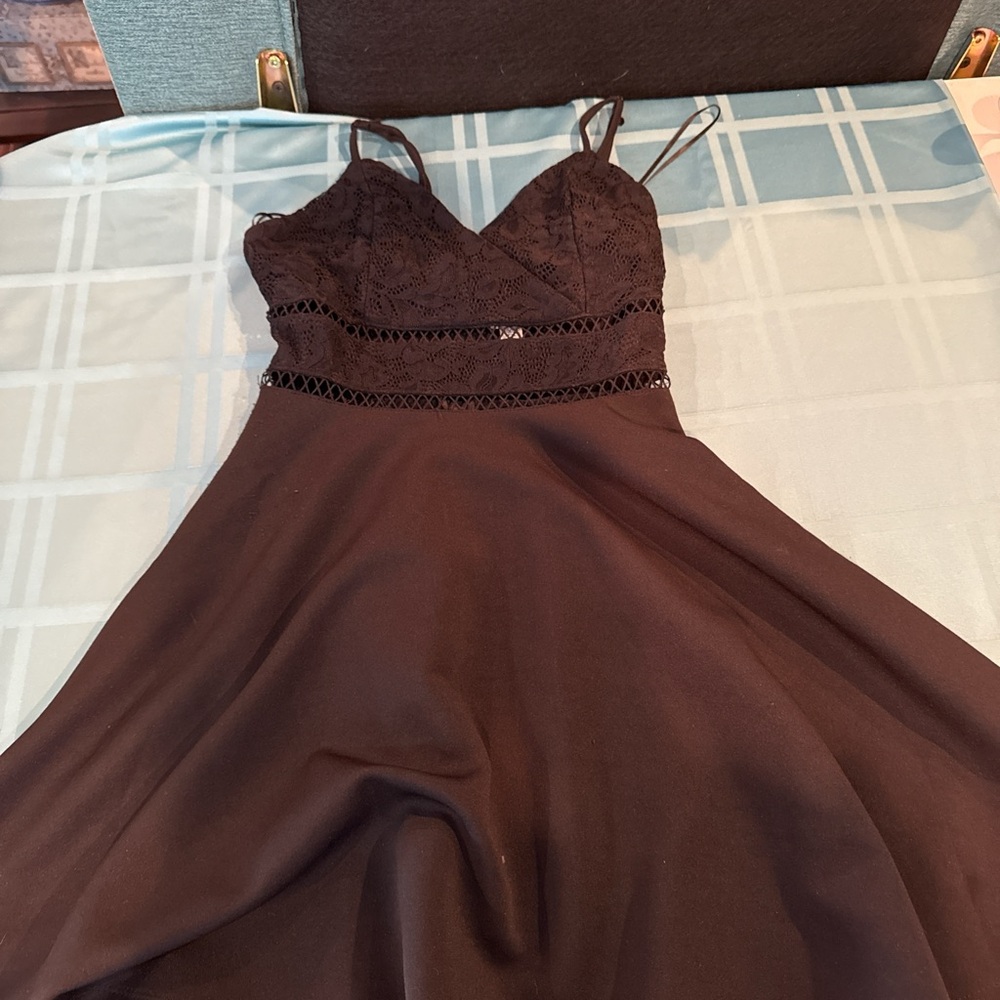 Blue Rain Black Lace Midi Dress